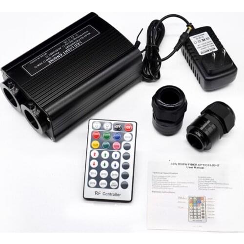 32W LED Double Head Fiber Optic Ceiling Light Engine Driver Source 2 output 28KEY RF Remote Controller RGBW star DIY Decoration