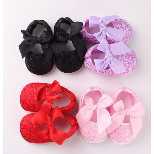 Baby Girl Non-slip Toddler Shoes Square Mouth Shoes Fashion Big Bowknot Lace Stitching Children Girls Learning Walking Shoes