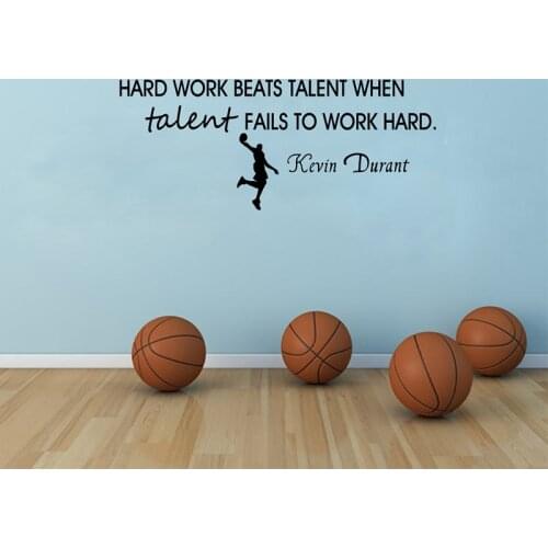 Kevin Durant Basketball Quote Vinyl Wall Sticker Work Hard Art Decal Basketball Decoration