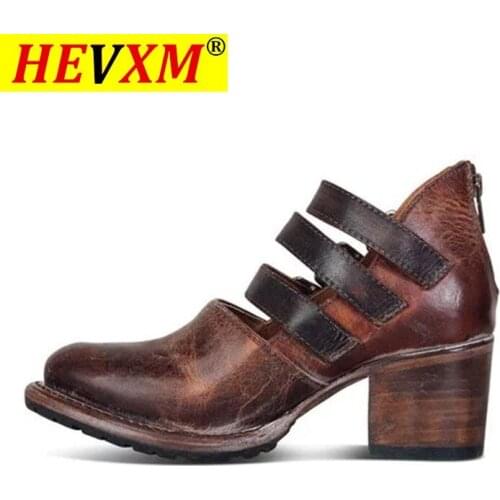 Platform women shoes high heels slingback ladies pumps chunky heels buckle strap gladiator vintage big size zapatos mujer