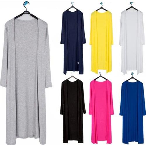 Womens Casual Long Modal Cotton Soft Comfortable Simple Solid Color Loose Thin Knitted Cardigan Coats Free Size