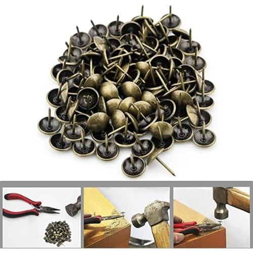 100PC Antique Brass Bronze Upholstery Nail Jewelry Gift Wine Case Box Sofa Decor Decorative Furniture