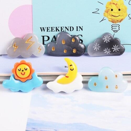 20Pcs Cute Cartoon Sun Moon Resin Applique DIY Children Hair Clips Phone Shell Material Mini Patches Scrapbook Craft Supplies