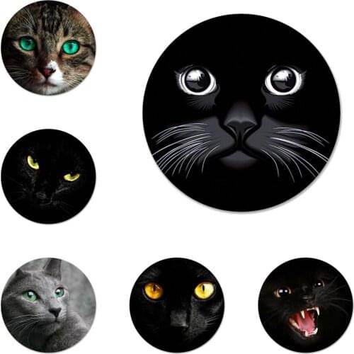 58mm Cute Black Cat Staring Eyes Icons Pins Badge Decoration Brooches Metal Badges For Clothes Backpack Decoration