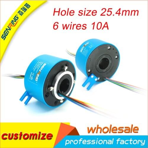 6 circuits 10A conductive slip ring 25.4mm bore size for through hole slip ring from SENRING shenzhen manufactory