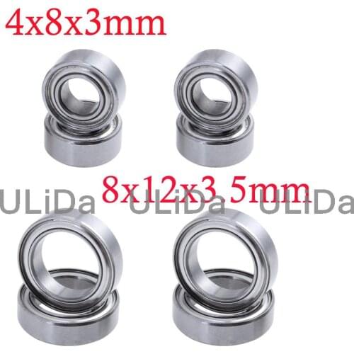 8PCS Ball Bearings Set 4x8x3mm 8x12x3.5mm For WLtoys 1/18 A949 A959 A969 A979 A959-B A969-B RC Car Replacement A949-33 A949-36