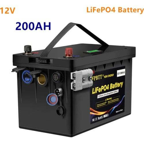 12V 200AH LiFePO4 battery pack with bluetooth BMS 12.8v lifepo4 lithium battery 200ah LiFePO4 battery with 20A charger