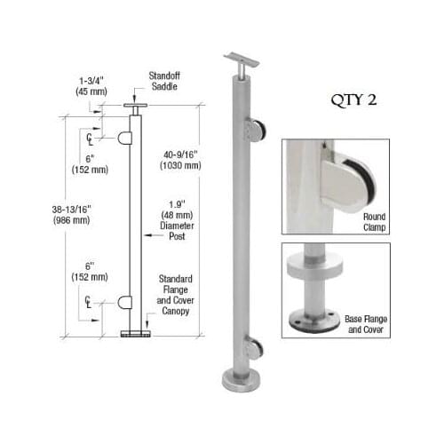 Freeshipping 1050mm 304# Satin finished Square Glass Clamp Round Surface Staircase Parts Armrest Post Pole pillar Baluster