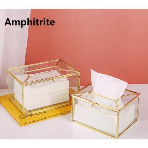 Tablet Case Disposable Nordic Metallic Glass Luxury Chuangdian Tissue Holder Containers For Toilet Storage Car Decoration For