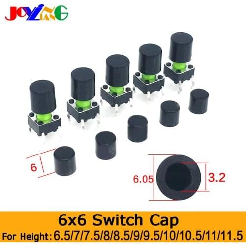 Black / Yellow A56 Switch Caps 6x6 Series Button Hat Fit 6*6 Round Inner Diameter 3.2mm Height 6MM 10PCS/LOT