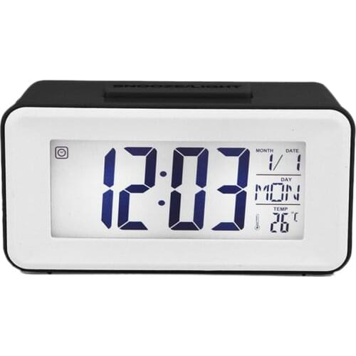 Digital LED Backlight LCD Snooze Electronic Alarm Clock Temperature Display for School Living Room Bedroom Kitchen