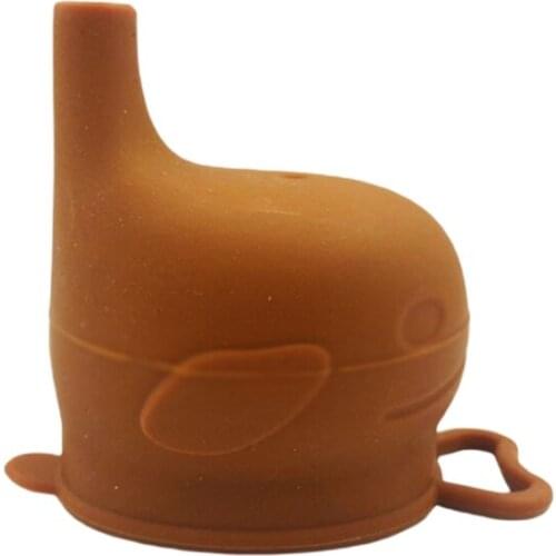 Baby Food Grade Silicone Sippy Cup Lid Water Bottle Cap Dolphin Shaped Spill Proof Straw Mug Cover Case