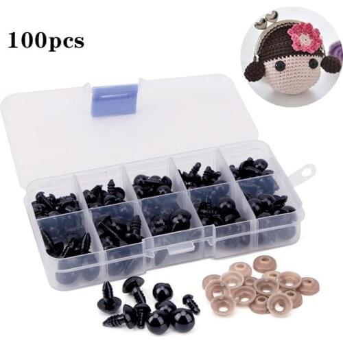 100Pcs 6-12mm DIY Doll Eyes Black Plastic Crafts Safety Eyes for Teddy Bear Soft Toy Animal Doll Amigurumi DIY Accessories