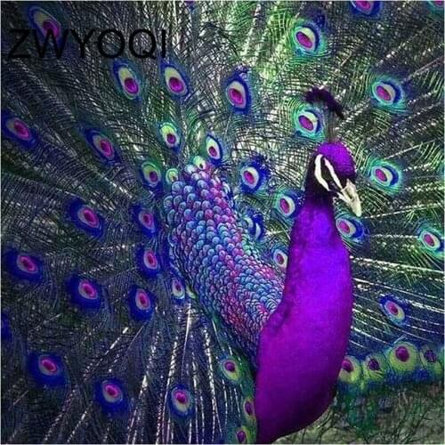 Full Square Diamond mosaic peacock bird Full Round Diamond embroidery Colored feathers DIY Diamond painting Cross stitch Phoenix