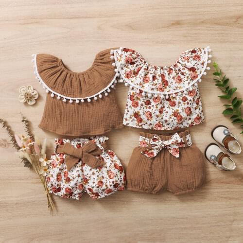 Newborn Baby Girls Summer Clothes Cute Beach Boho Strap Ruffle Romper Floral Shorts Toddler Outfit Baby Girls Clothing