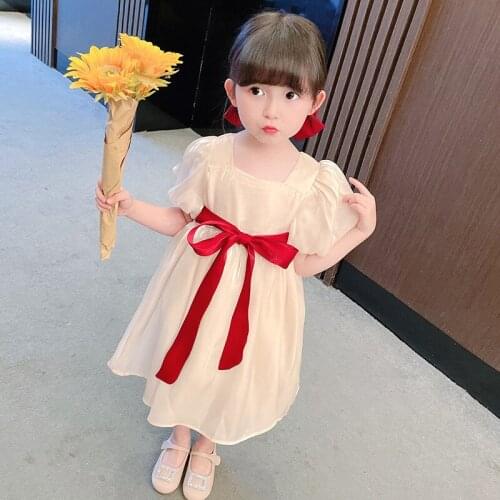 LISUNNY Summer Girls Princess Dress Children Dress Fashion Lace Bowknot Birthday Party Dress Kids Outdoor Vacation Clothes