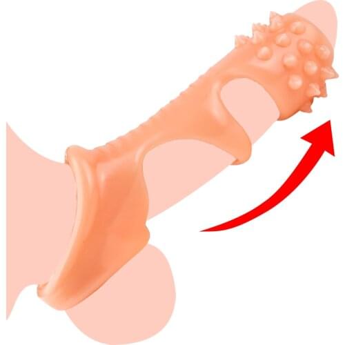Reusable Penis Sleeve Soft Penis Extender Condom Men Cock Sleeve Ring On Penis Scrotum Rings Erection Sex Toys Intimate Goods