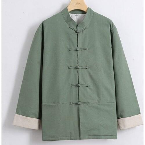 Male cotton&linen zen monk kung fu clothing wing chun jacket lay meditation tai chi martial arts tang suits black/green/blue