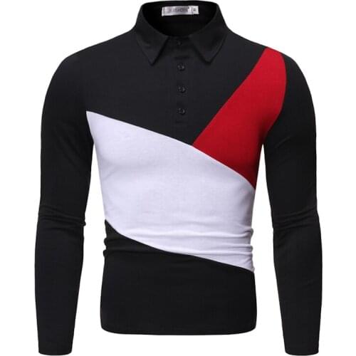 Men Breathable Cotton Slim Shirts Men Long Sleeve Fashion Lapel Stitching 2 Clolrs T-shirt