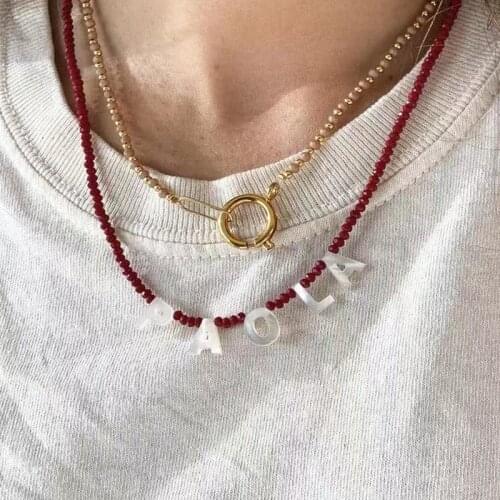 Hand-made Natural Stone Beaded Necklace Fashion Customized Name For Lady Charm Choker 2021 Personalized Jewelry Wholesale