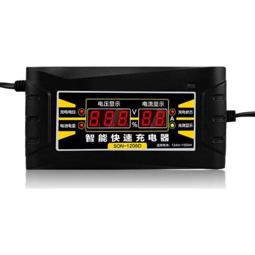 Full Automatic Car Battery Charger 110V to 220V To 12V 6A Intelligent Fast Power Charging Lead Acid Digital LCD Drop Shipping