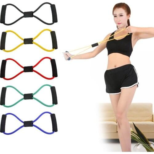 Resistance Training Bands Rope Tube Workout Stretch Exercise For Yoga 8 Type New Q84C