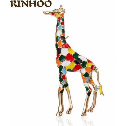 RINHOO Exquisite Enamel Vivid Giraffe Xmas Elk Brooches for Women Cute Animal Deer Brooch Pin Fashion Jewelry Christmas Gifts
