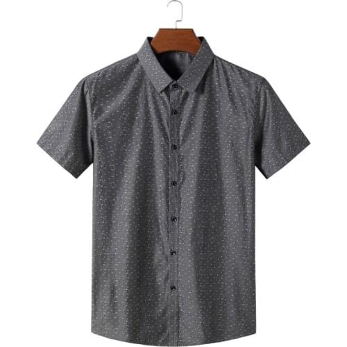 NEW Large Size 6xl 7xl 8xl Summer Brand Mens Short Sleeve Print Leisure Shirt High Quality Single Breasted Loose Male Clothes
