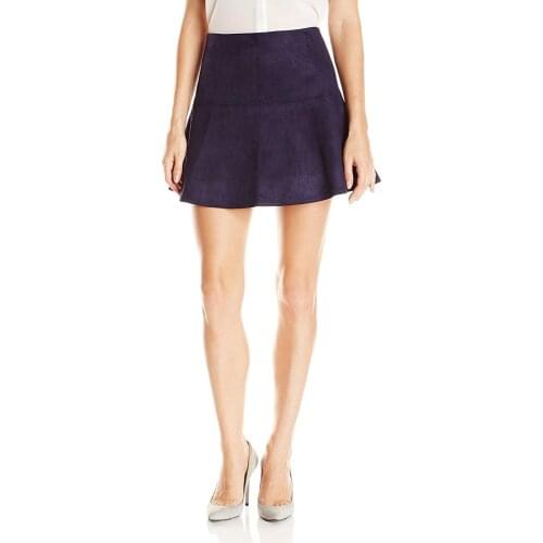 Customize Made Womens Abrams Faux Suede Scuba Flared A-Line Skirt Simple Apparel Spring Autumn Winter Casual Girlish Skirts