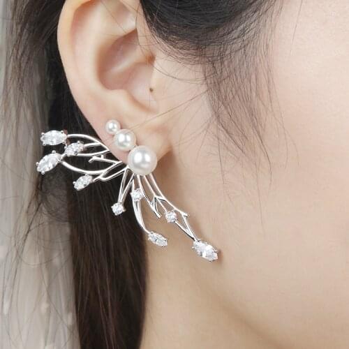 Detachable Earrings Luxury 100% 925 Silver Pearl Zircon Butterfly Shape Vintage Ear Jewellery