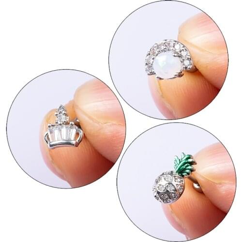 1PC Ear Stud Zircon Cartilag Earring Elegant Ear Rings Tragus Piercing for Women Helix Daith Pineapple Beads Body Jewelry 20G