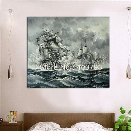 Modern abstract Oil Painting On Canvas huge wall art ships on the sea CH-12 Free shipping home decor