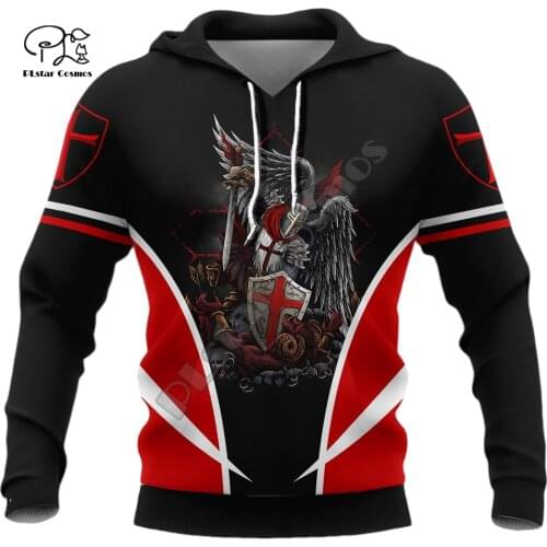 New men Knights Templar Print 3d hoodies funny soldier sweatshirt zipper jacket Unisex streetwear Casual Tracksuit pullover