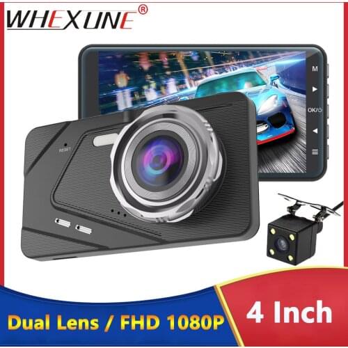 WHEXUEN 4.0" Dash Cam New Videcam Dual Lens Car DVR FHD 1080P Front Rear Camera Video Registrars G-Sensor Night Vision Dashcam