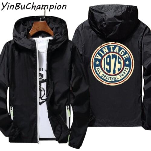 Vintage 1975 All Original Parts Men Women Street Sportwear Reflective Sunscreen Windbreaker Skin Cycling Camping Pilot Jacket