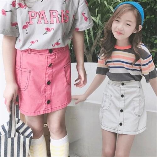 4 5 6 7 8 9 Y Big Girls Skirt Cotton Casual Single-breasted Buckle Baby Skirts For Girls Pettiskirts High Quality Pocket Skirt