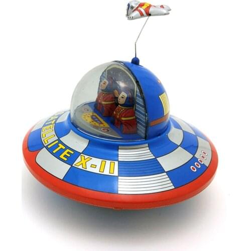 Vintage Clockwork Wind Up space ship toys Photography Children Kids Adult space ship Tin Toys Classic Toy Christmas Gift