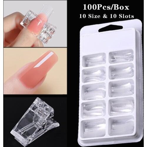 1Box/bag Full Cover Fake Nail Artificial False Coffin Nails Art Clear/white Tips Manicure Tool Quick Building Nail Art Tool