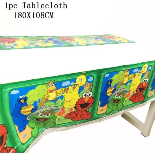 Sesame Street Cartoon Elmo Party Disposable Tablecloth 1.1Mx1.8M Party Supplies Boy Children Decoration Birthday Decoration 1pcs