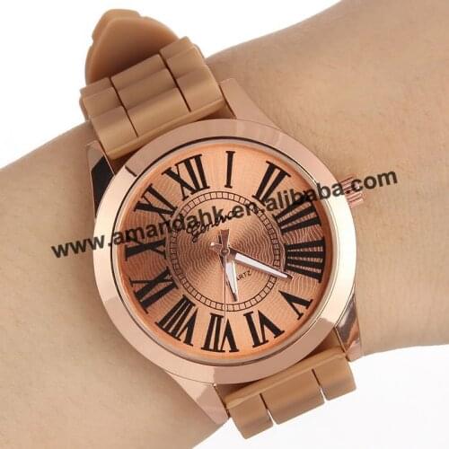 100pcs/lot Fashion GENEVA Brand Roman Style Watches Man Woman Silicone Quartz Unisex Jelly Wristwatch Hot Women Dress Watches
