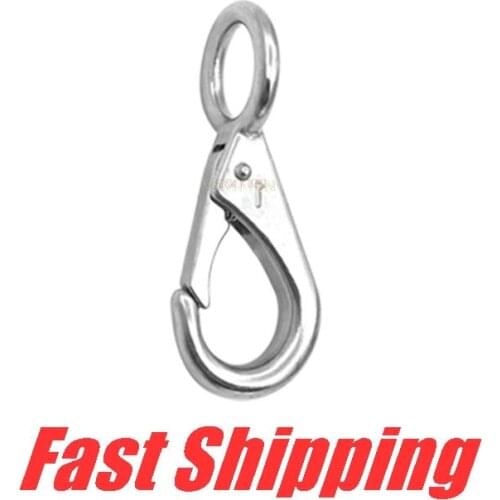 316 stainless steel 71mm directional safety hook Carabiner Fixed Eye Spring Clip for Boat yacht Hardware accessories