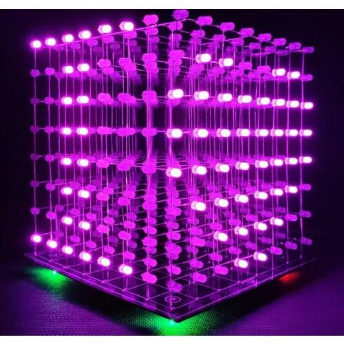 ICubeSmart 8x8x8 3D Led Cube Diy Electronic Kits Teenagers Learning Soldering Project Kit With 3D Editing Software [3D8C-PINK]