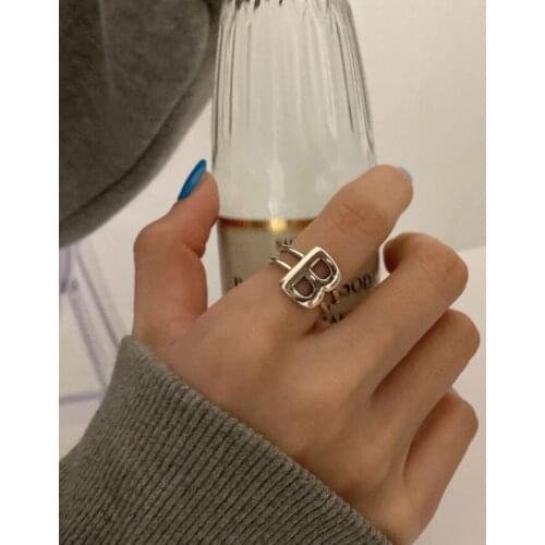 English Letter B Double Layer Index Finger Opening Rings For Women Light Luxury Fashion Trend Jewelry Party Gift SAR358
