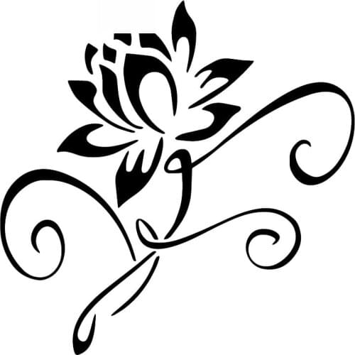 Car Stickers Lotus Art Cartoon Full Body Decoration Decals Plant Flowers Car Stickers Waterproof Sunscreen Black/white,17cm*17cm