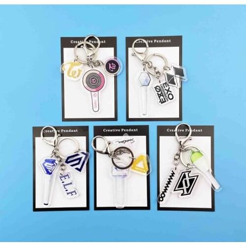Kpop TWICE keychain Mamamoo Exo SJ Seventeen LIGHT STICK Key chain Pendant high quality for fans gift k-pop twice LIGHTSTICK