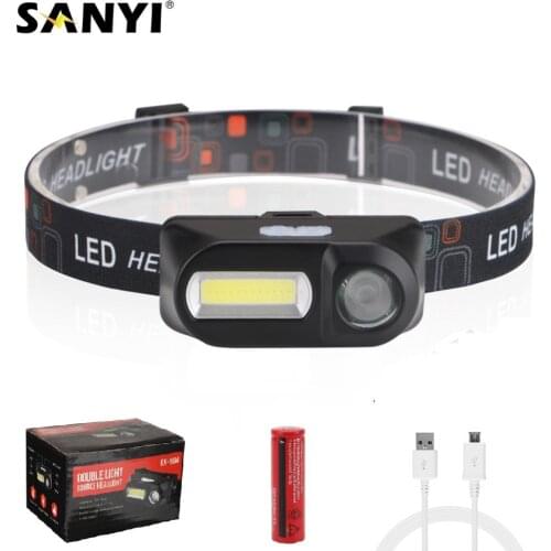 COB LED Mini Headlight Headlamp 7 Modes Head Lamp Flashlight USB Rechargeable 18650 Head Torch Lantern For Camping Night Fishing