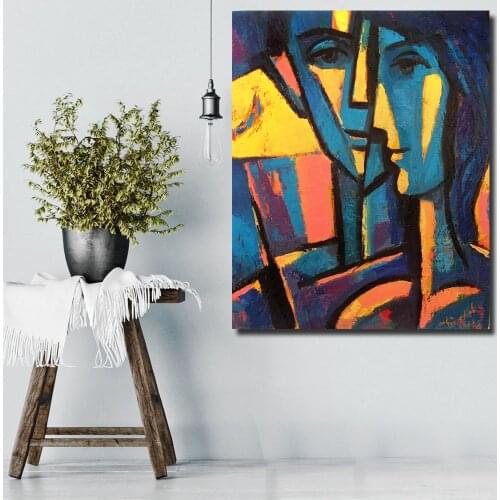 Home Office Decor Canvas Wall Art Face Abstract Figure Oil Painting Canvas Painting Wall Pictures for Living Room Pop Art