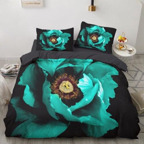 Euro Family sets Bed linen set for home Bedding Set Blanket cover 150*200 200*220 size Bed Cover 6pcs Black Green rose