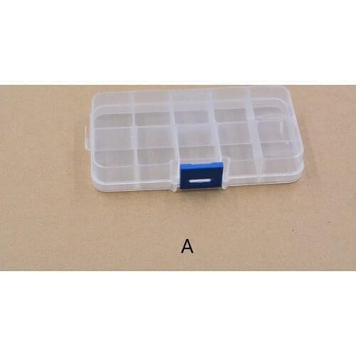 Component box electronic IC chip SMT screw ten lattices storage tool blue red button 128mmx65mmx21mm
