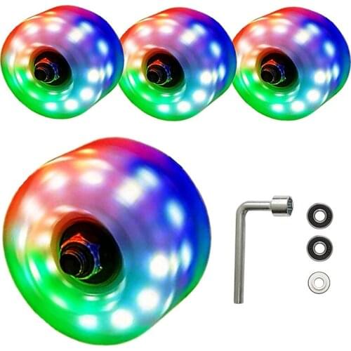 Roller Skate Wheels 4 Pack Light Up Luminous Wheels Outdoor Colored Wheels Double Row Skating and Skateboard